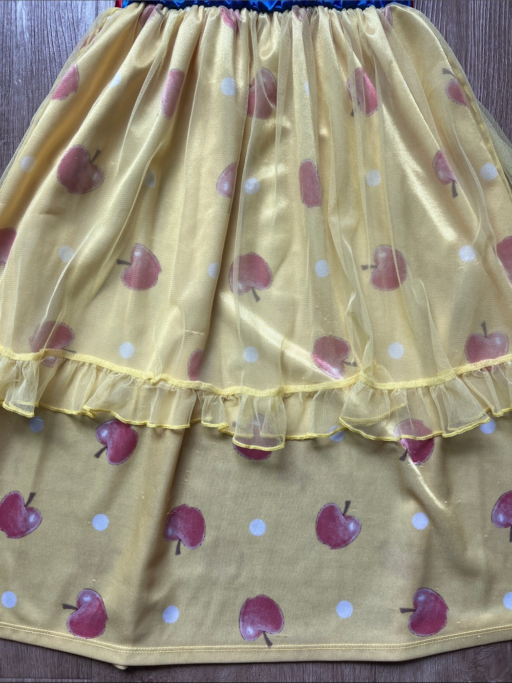 Disney Snow White Girls Nightgown in Royal Blue with Yellow & Red Apples Size 6 - Picture 13 of 16